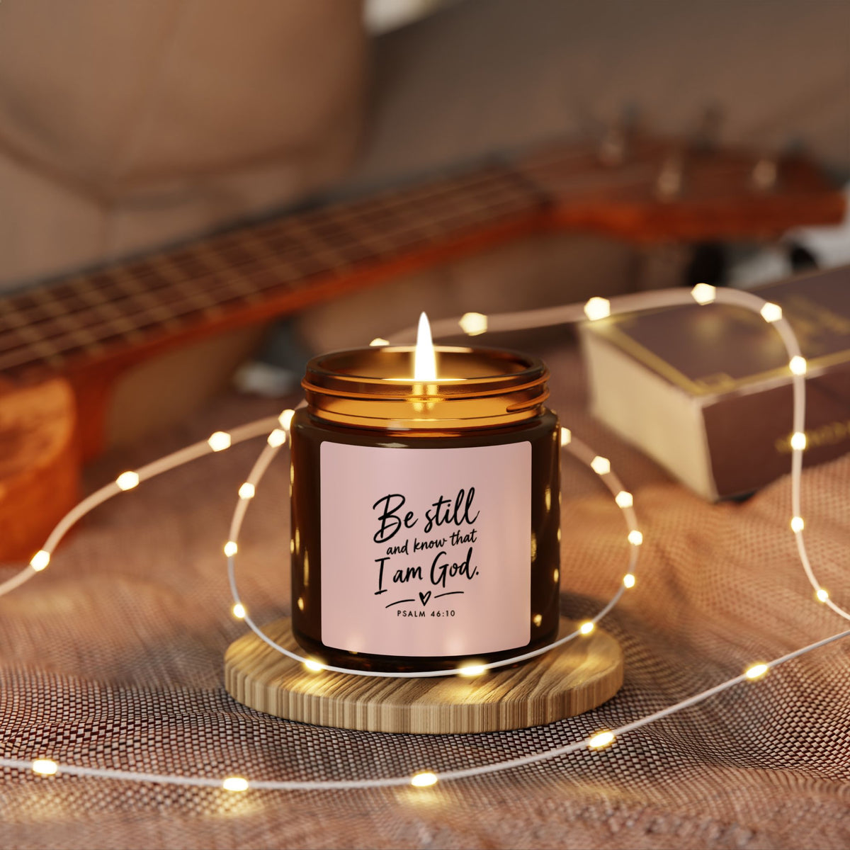 Be Still and Know Soy Candle – Psalm 46:10 Christian Amber Jar Candle