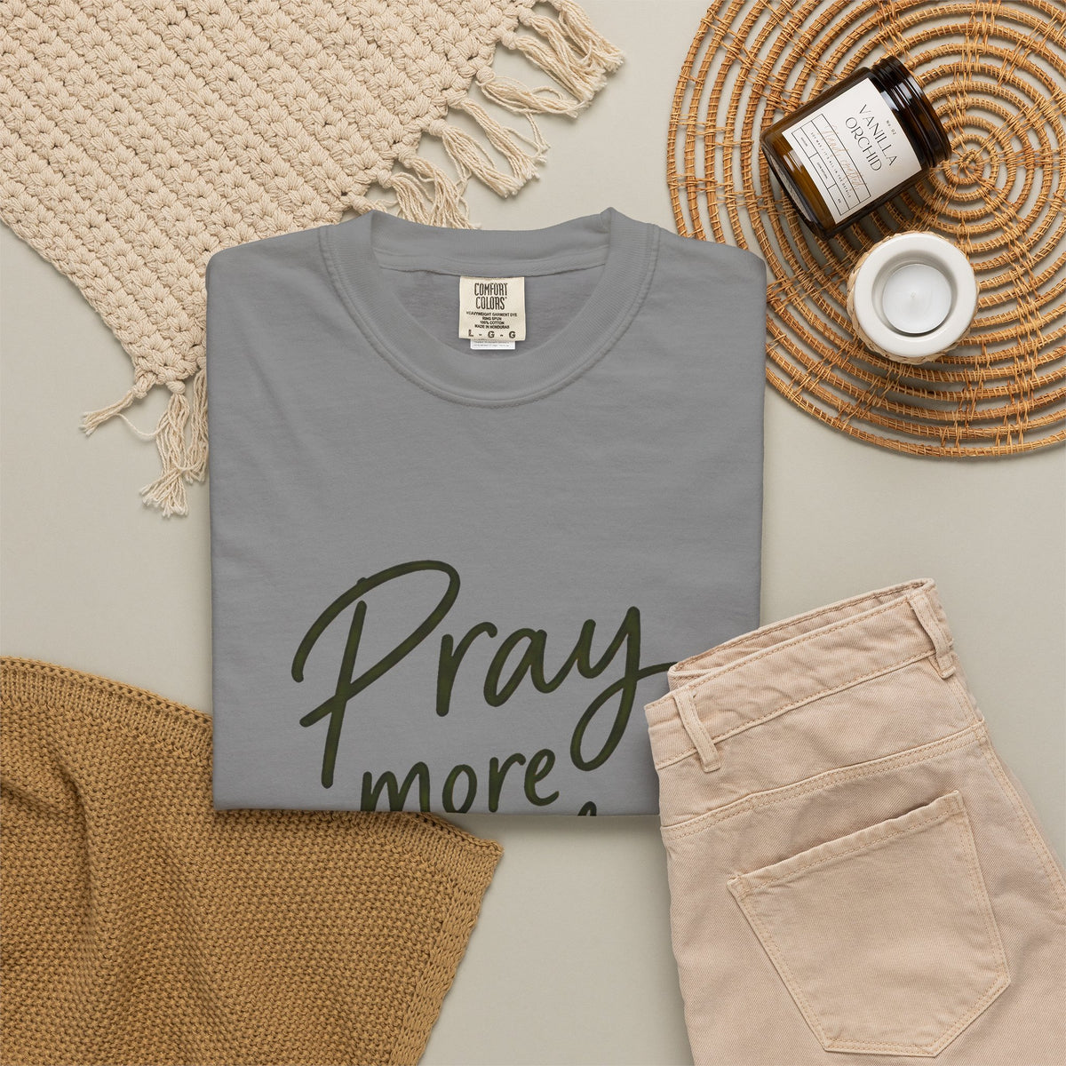 Pray More Worry Less T-Shirt — Philippians 4:6 Christian Tee